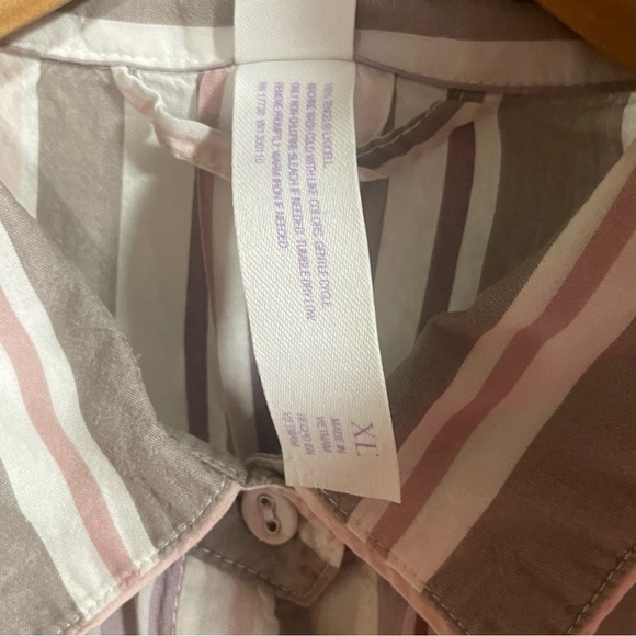 Stars Above Multicolor Stripe Short Sleeve Button Down PJ Shirt Sz XL - Picture 4 of 5